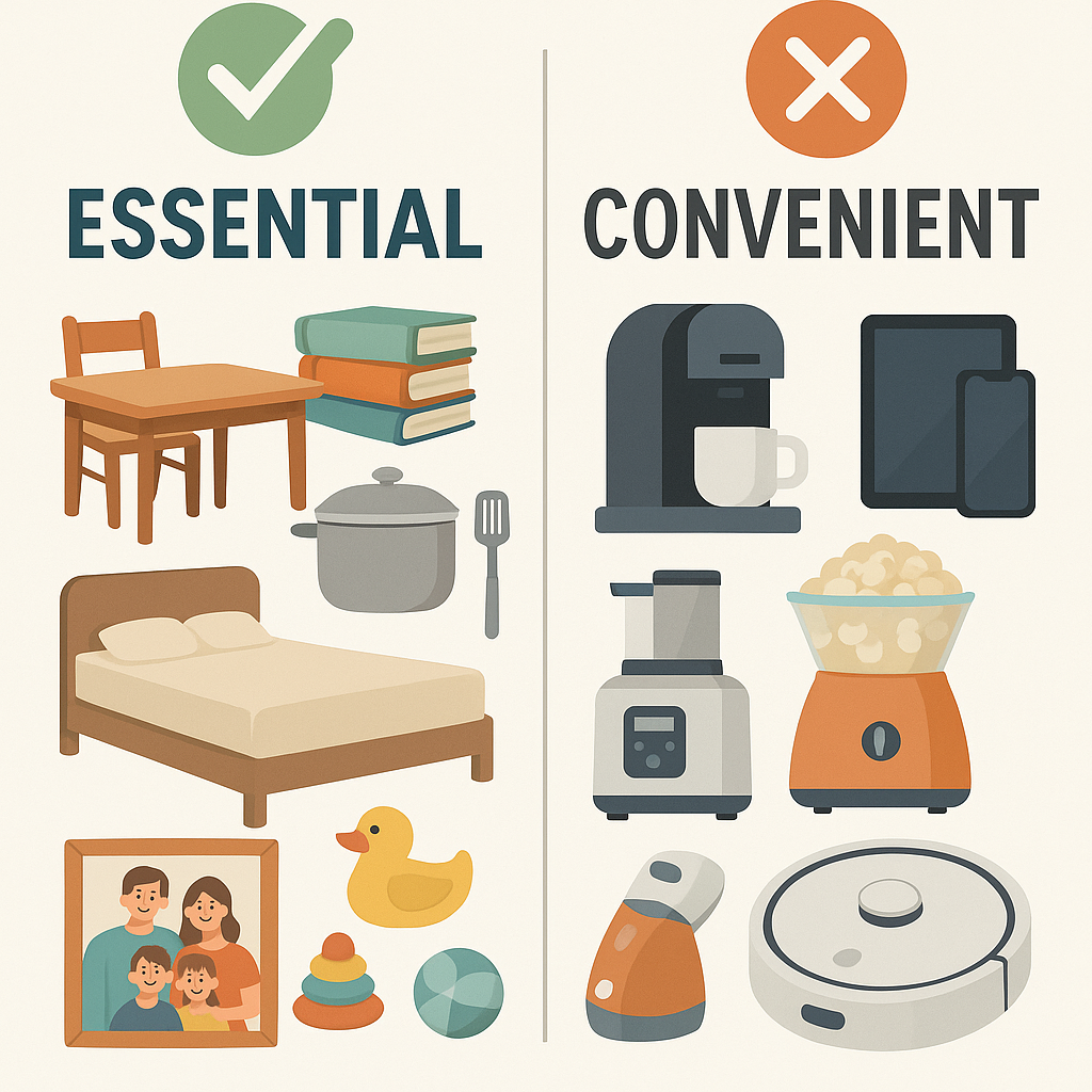 family priorities, Essential family items vs. unnecessary gadgets