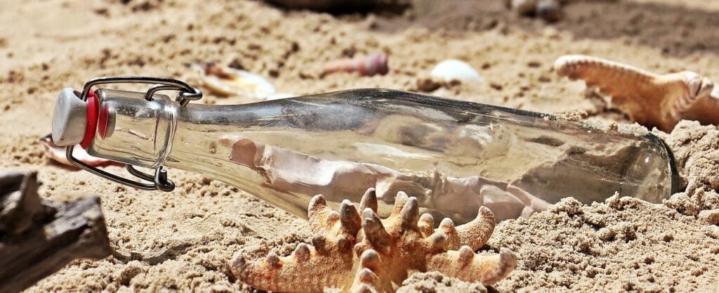 bottle, message, beach