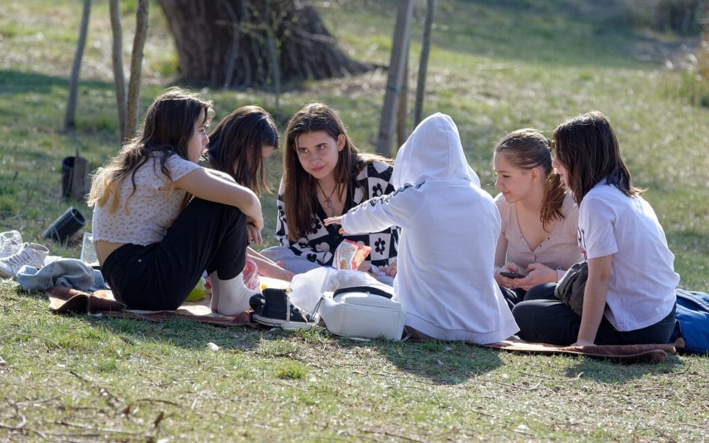 girls, picnic, friends