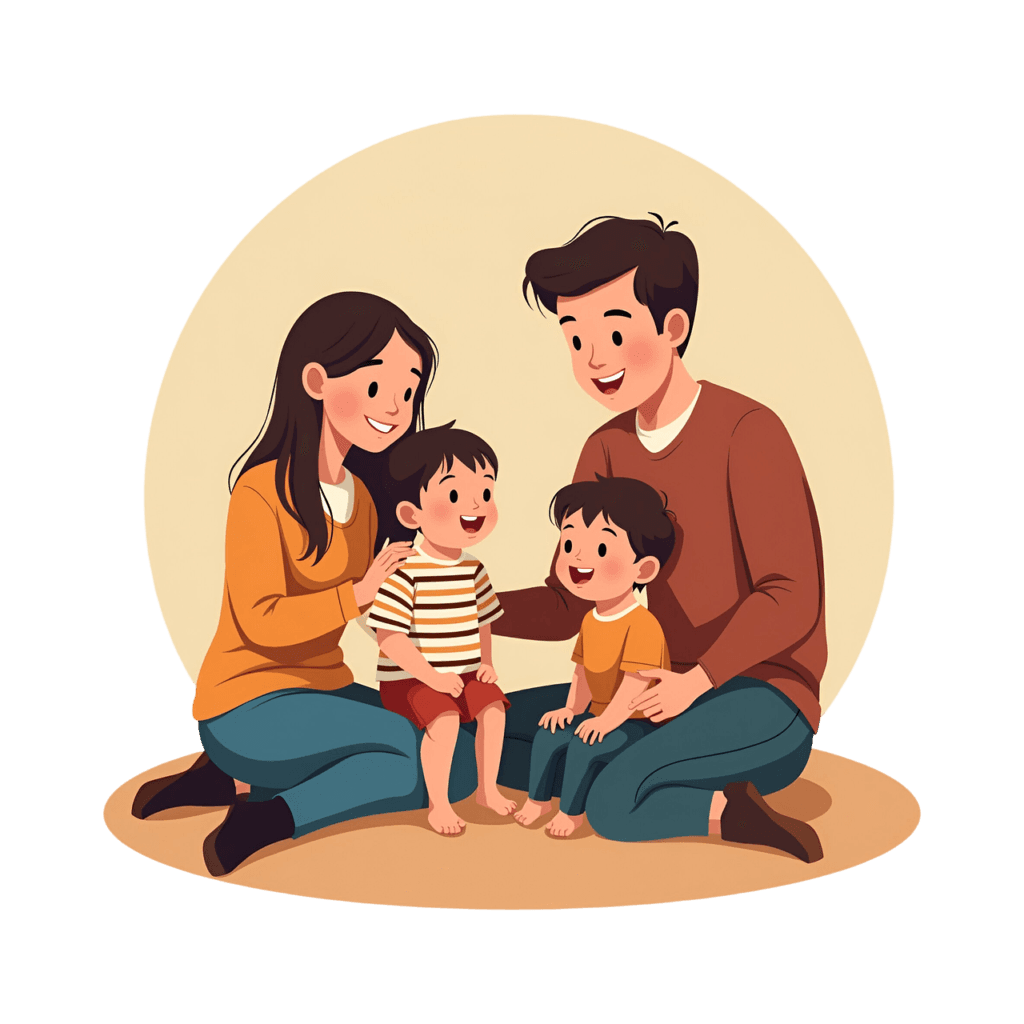 happy, family, parents, children, togetherness, love, bonding, happiness, joy, unity, smiling, home, parenting, family time, affection, laughter, carefree, support, closeness, lifestyle, relationship, ai generated, clip art, cutout, siblings