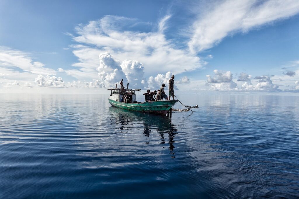 landscape, tropical, sea, halmahera sea, fishing, fish boat, the web, nature, bajau people, indonesia, fishing spots for families