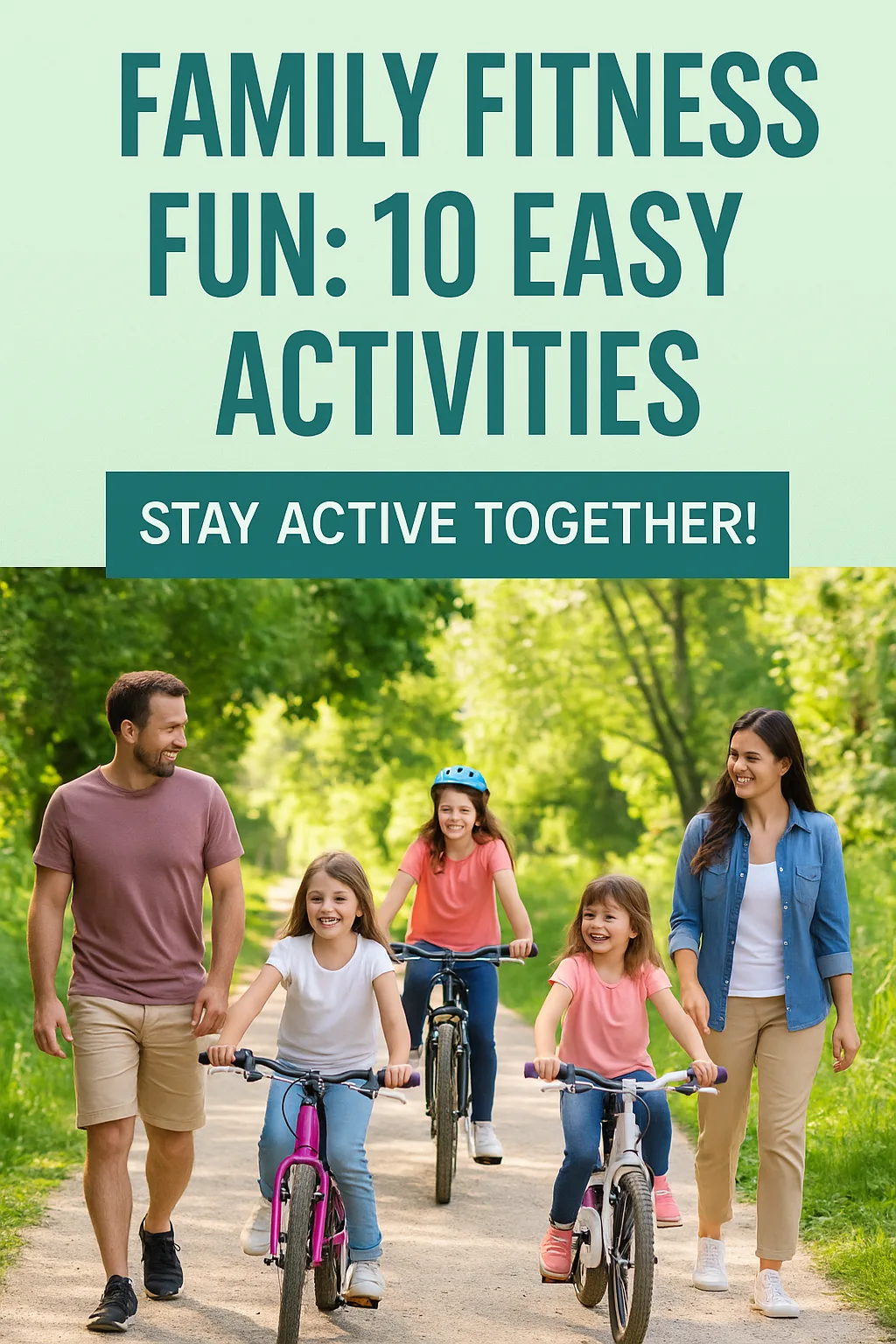 Family Fitness Activities: 15 Fun Ways to Exercise Together – smiling family biking and walking outdoors