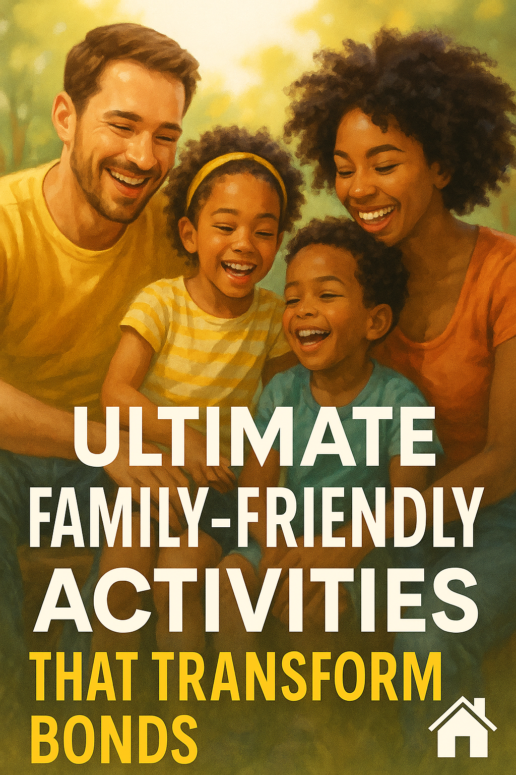 Joyful family smiling and laughing outdoors, symbolizing family bonding through meaningful activities