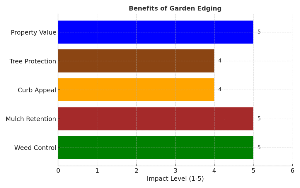 Infographic showing benefits of garden edging for families”