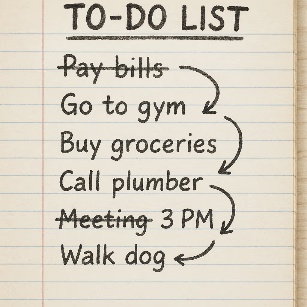 Brain dump self-care strategy written in parentβs notebook for stress relief.