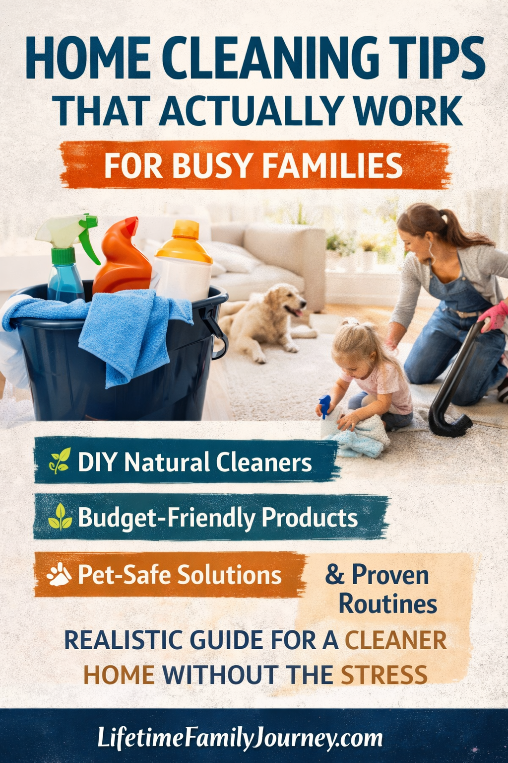 Home Cleaning Tips Pinterest image from Lifetime Family Journey