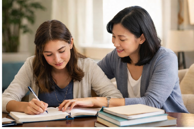 parent teaching responsibility and follow through during homework time